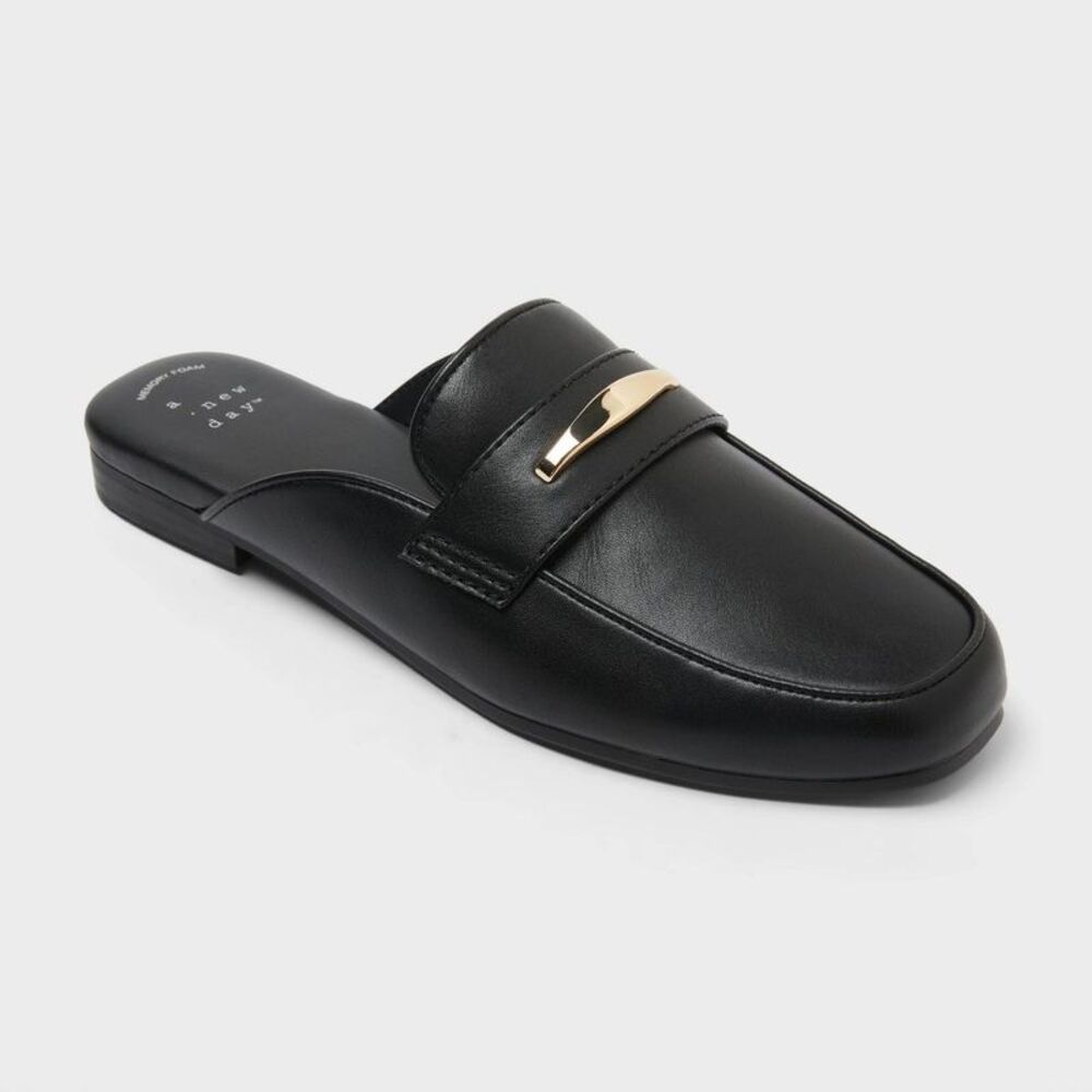 Women's Ginger Mule Loafers - A New Day Black 8.5